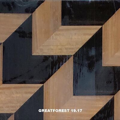 कलात्मक लकड़ी का लिबास सममित कोलाज ज्यामितीय पैटर्न समृद्ध रंग लकड़ी की पेंटिंग 0.55 मिमी