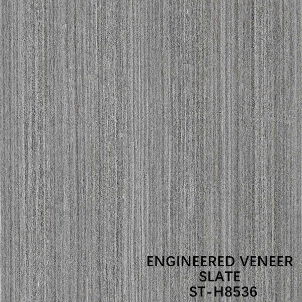 इंजीनियर्ड स्लेट वुड विनियर वॉलनट H8536 स्ट्रेट फिनलाइन ग्रेन डार्क ग्रे रंग सजावट के लिए लम्बा आकार 3100mm
